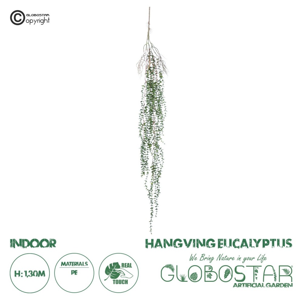 GloboStar® Artificial Garden EUCALYPTUS HANGING PLANT 20618 Τεχνητό Διακοσμητικό Κρεμαστό Φυτό Ευκάλυπτος Υ130cm